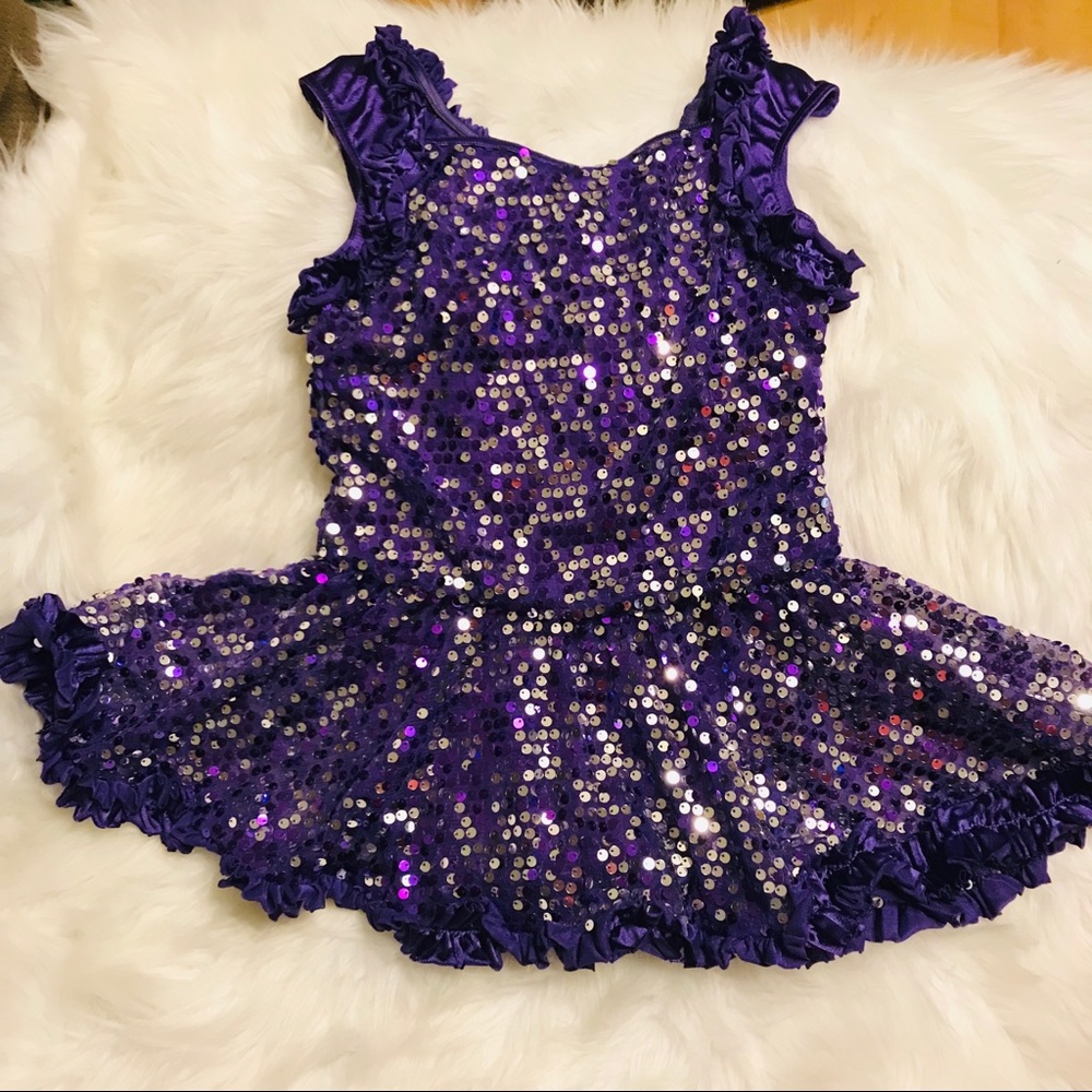Weissman sequined Dance Costume purple size Large Recital Competition Dress Up